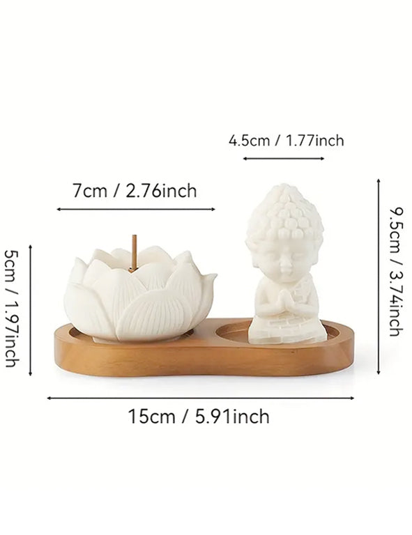 Decorazione resina e legno - Buddha baby portaincenso
