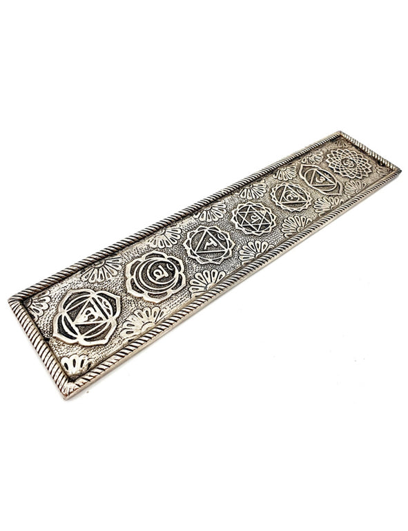 Porta incenso 7 Chakra in metallo argento
