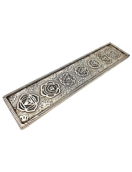 Porta incenso 7 Chakra in metallo argento